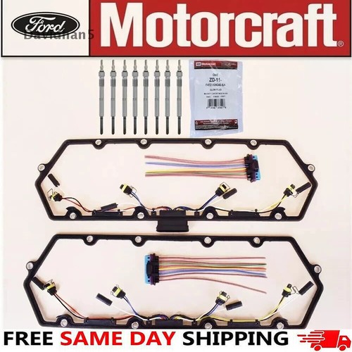 For 98-03 Ford 7.3L Powerstroke Diesel Valve Cover Gaskets Harness & 8 Glow Plug