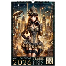 Enchanting Steampunk Girls Wall Calendar 2026