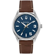 Bulova Marc Anthony Sport Strap Quartz Watch Steel Sapphire Crystal Blue Brown