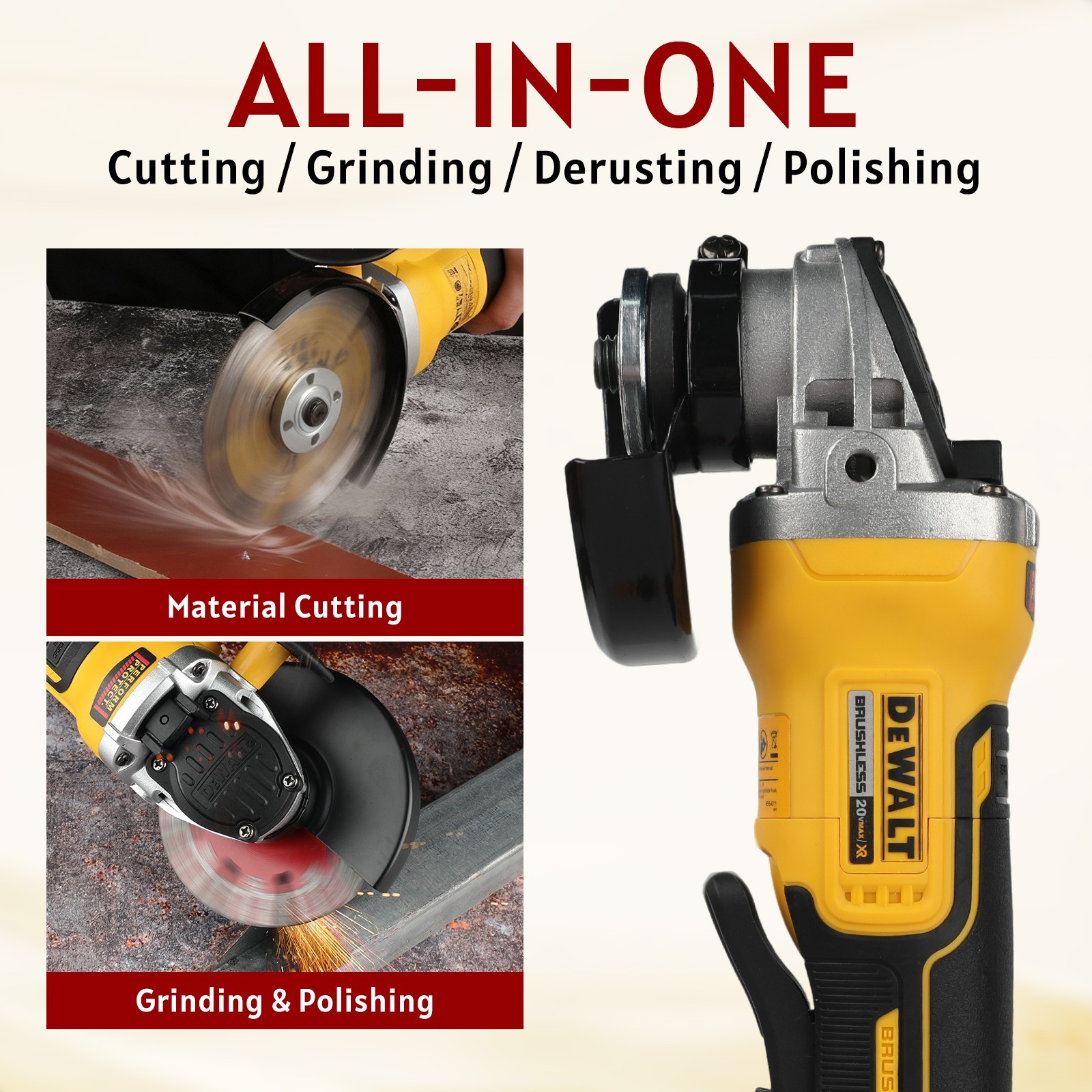 DEWALT DCG405 125mm 플랫 헤드 앵글 그라인더 18V 브러시리스 본체 2