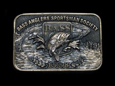 TA17116 VINTAGE 1988  BASS ANGLER SPORTSMAN SOCIETY  BELT BUCKLE