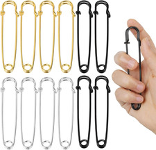 12Pcs Extra Large Safety Pins Heavy Duty 4" Stainless Steel Crafting Big