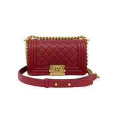 Chanel Boy Chanel Lambskin 2Way Shoulder Bag Women Red One Size