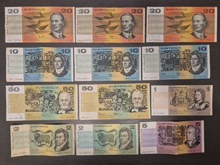 Lote de 12 billetes antiguos de Australia F XF