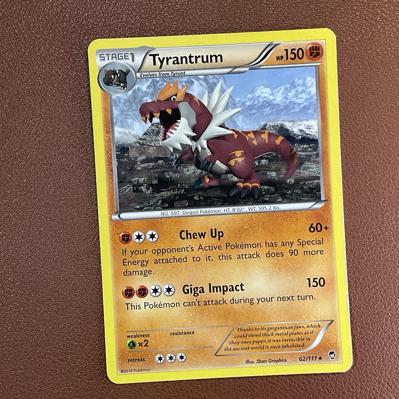 Pokemon TCG Tyrantrum 62/111 Regular Non Holo Rare XY Furious Fists 2014 NM