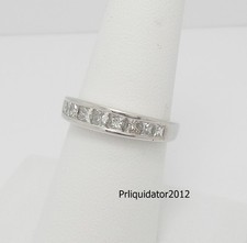 1CT Natural Princess Diamond Anniversary Wedding Band Bridal Ring 14K White Gold