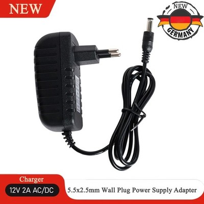 AC 100-240V zu DC 12V 2A Netzteil Adapter Wandstecker Ladegerät 5.5x2.5mm