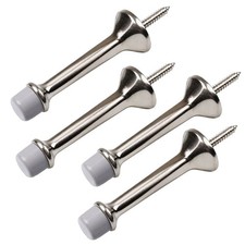 4 Pack 3" Heavy Duty Solid Rigid Door Stop with Soft Rubber Tip, Zinc Metal D...