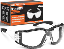 Safety Glasses with Foam Gasket Anti Fog UV Protection ANSI Z87.1 Clear Impact