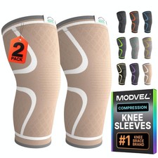 Modvel Compression Knee Brace for Women Men - 2 Pack Small, Skin