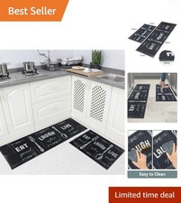 Elegant 2-Piece Kitchen Rug Set - 17x48 & 17x24 - Farmhouse Style and Non-Slip