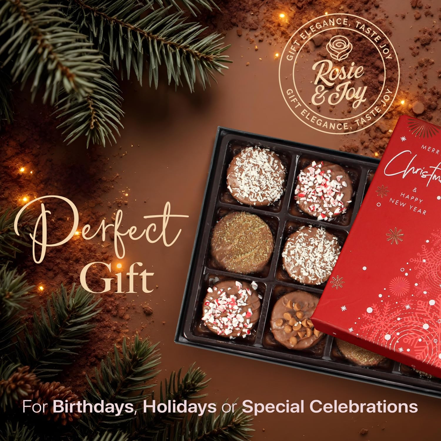 Gourmet Cookie Christmas Gift Basket – 12 Premium Cookies with Milk Chocolate & 