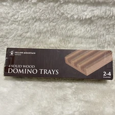 Yellow Mountain Imports 4 Solid Wood DOMINO TRAYS New In Box GB