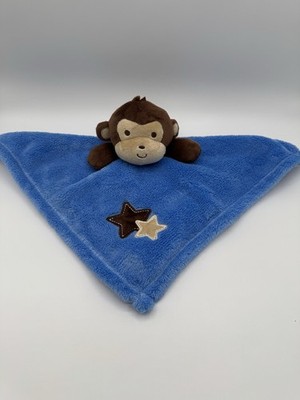 Baby Gear Blue Monkey Star Plush Baby Security Blanket Lovey 15x15