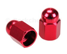 Aluminum Alloy Bicycle Acorn Schrader Valve Caps Pair Red