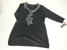ELEMENTZ WOMENS NWT 3/4-SL METALLIC RUFFLE MINI SWEATER DRESS--M--SHIPS FREE