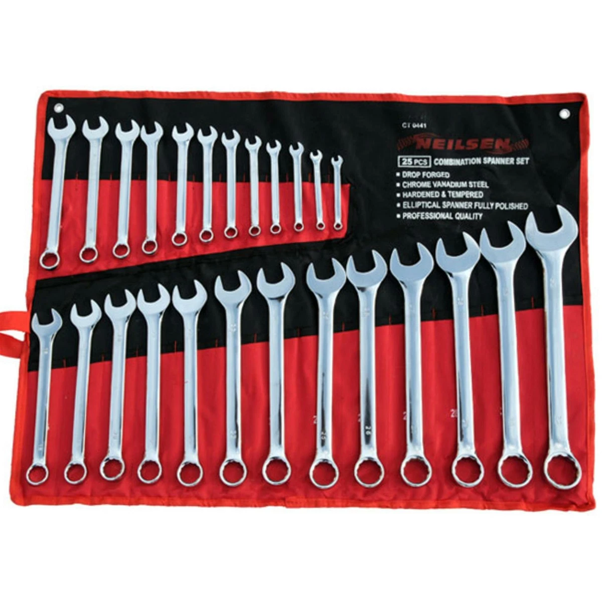 Neilsen 25pc Fully Polished Metric Combination Spanner Wrench Set 6mm 32mm
