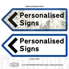 Metal Wall Sign - Personalised UK Road Direction Arrow - Custom Left Right Point
