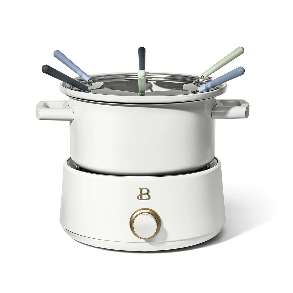 Conjunto de fondue elétrico 3 qt com bônus 2 qt pote de cerâmica controle ajustável antiaderente - Imagem 2 de 4