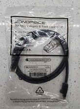 NEW Monoprice 550MHz Category 6 Patch Ethernet Cord - 3ft - Black