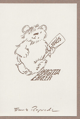 Exlibris - FRANZ RUPRECHT - For Brigitta Ehrler - Signed - P7 - Bear