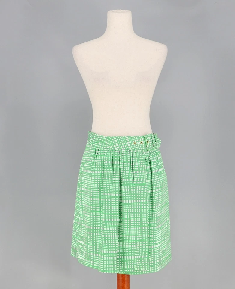 NUEVO CON ETIQUETAS FALDA ELIZABETH MCKAY Lizzie en verde caña plisada línea A cuadros talla 6 Foto 4 de 4