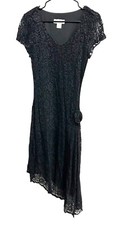 Vintage Dressbarn Black Lace Asymmetrical Hem Dress Size 10 Whimsigoth Fairygoth