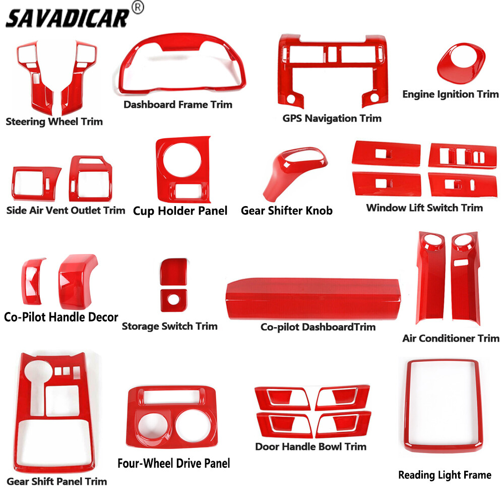 Red Inner Steering Wheel Dash Decor Cover Trim Kit for 4Runner 2010+ Accessories