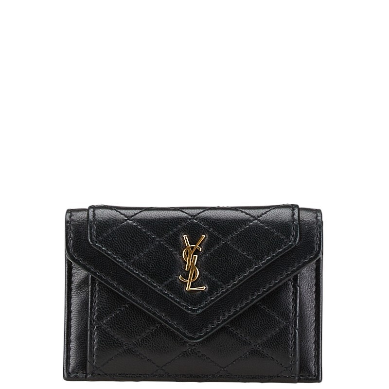 SAINT LAURENT Gaby YSL logo quilting Card Case Pass Case Women  