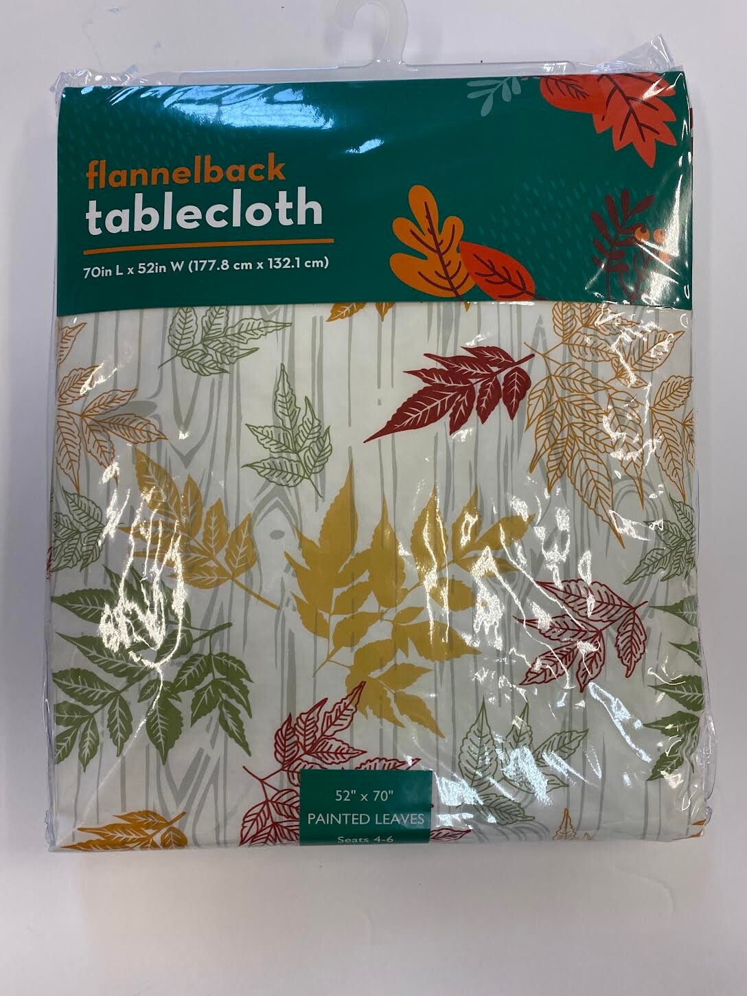 Fall leaf pattern flannel back  reusable Table Cover tablecloth 70" x 52" decor