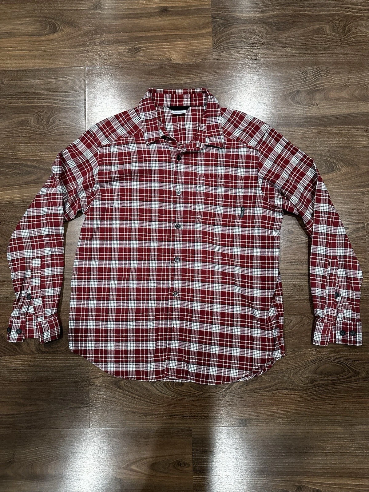 Columbia Shirt Mens Large Red Plaid Flannel Button Up Long Sleeve Outdoor