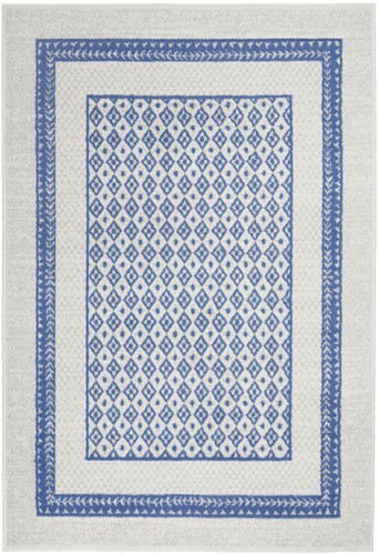 Modern Moroccan Ivory Blue 5' x 7' Area Rug - Picture 2 of 5