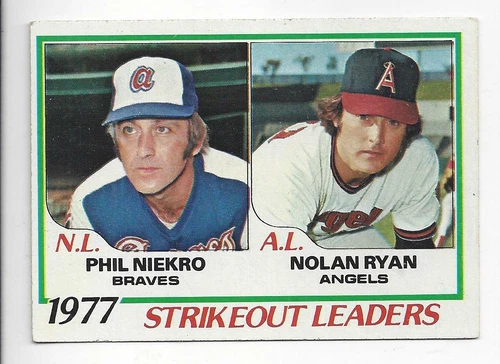Vintage Nolan Ryan & Phil Niekro 1978 Topps Card #206 Angels