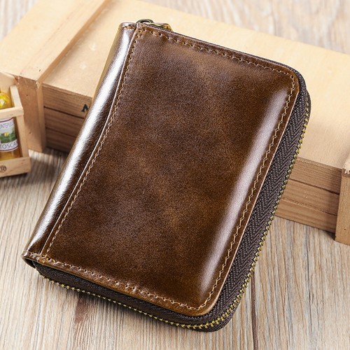 Men's Genuine Leather RFID Wallet Bifold Coin Pocket Zip Around 17 Card Slots - Picture 2 of 28