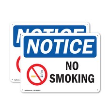  2 Pack No Smoking OSHA Notice Sign Decal Metal Plastic