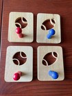Four 5 1/2" SPORTS wall pegs/coat hooks Red & Blue Football & Baseball NEW 