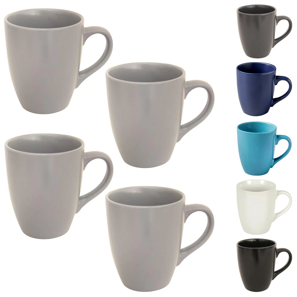 HODGE AND HODGE Stoneware Coffee Mugs Set Of 4 Tea Cups Matt Colour Tableware 12oz 350ml