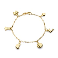 Wellingsale 14k Yellow Gold Hanging Charm Bracelet - 7"