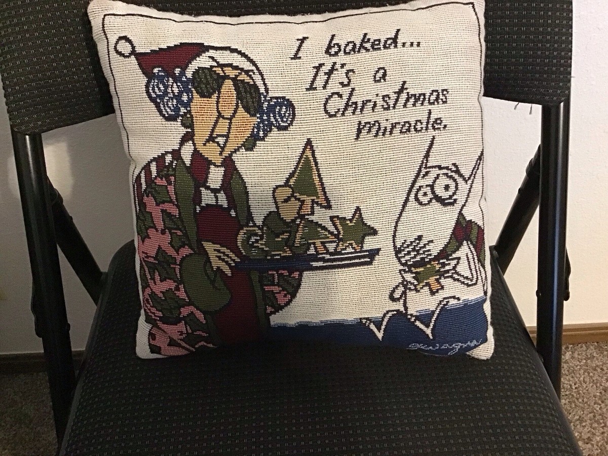 Coussin De Noël Vintage Maxine - 12x12 Inches - Motif Cuisson De Cookies - Occasion