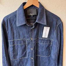 3.1 Phillip Lim Denim Shirt The Jackson Men's Med Dark Designer Lightweight RARE
