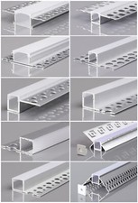 2m Alu Unterputz-Profile Trockenbau Rigips Schiene Kanal System für LED-Streifen