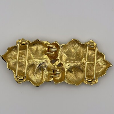 Vintage Gold Tone Belt Buckle Interlocking Leaves Fits 1.25\