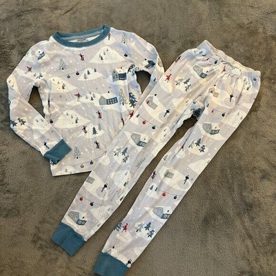 Garnet Hill Kids Holiday Winter Christmas Pajamas  Pajama Set Girl Boy 8 Ski