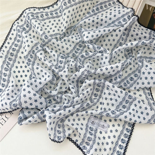 68*68cm Cotton Linen Square Neckerchief DIY Flower Printed Bandanas Hair Scarf ✨ - Picture 18 of 43