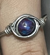 Blue Gemstone Wire Wrapped Ring Size 6.5 Lapis Lazuli