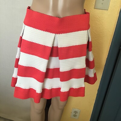 Touch Me  Dark Coral  & White Stripe Skirt Bandage Short Zipper Back . Size  2X