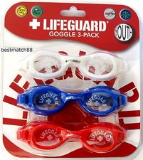 lifeguard swimming goggle youth boys girl s 3 pack latex shatter free adjustable
