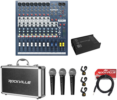 Soundcraft EPM8 8 Mono+2 Stereo Channel 2 Bus Recording/Live Mixer+DI Box+Mics