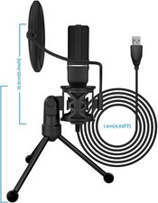 USB Gaming Condenser Microphone, Mic with Tripod Stand and Pop Filter