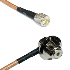 RG400 MINI UHF MALE to UHF Female Angle Bulkhead RF Cable FAST-SHIP LOT